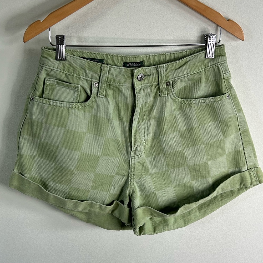 WILD FABLE Shorts Green Check Women's Size 8